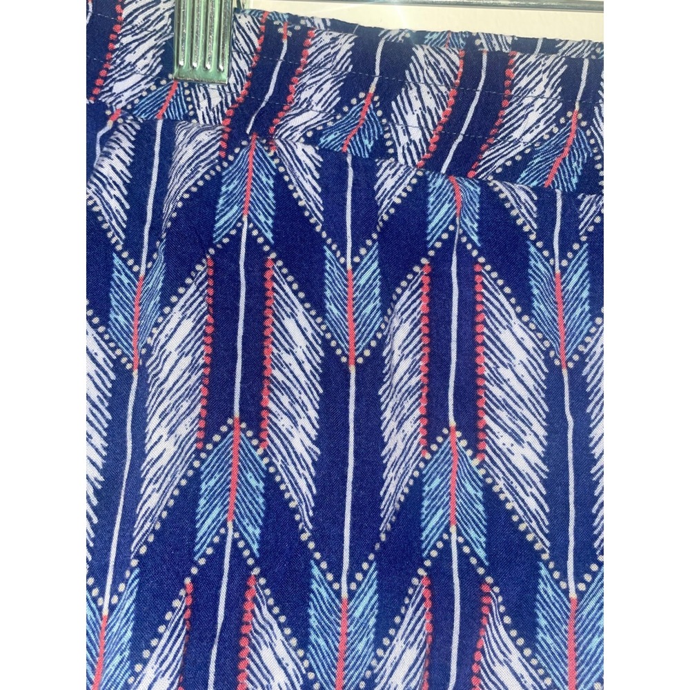H&M Divided Blue Ikat Feather Print Relaxed Tapered Leg Pants Womens Size 8 - Picture 3 of 8